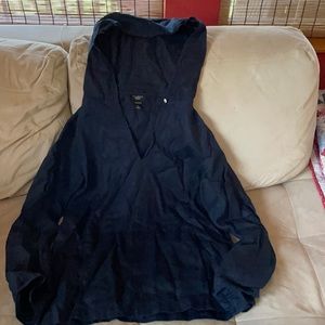 Talbots hooded shirt size petite navy blue